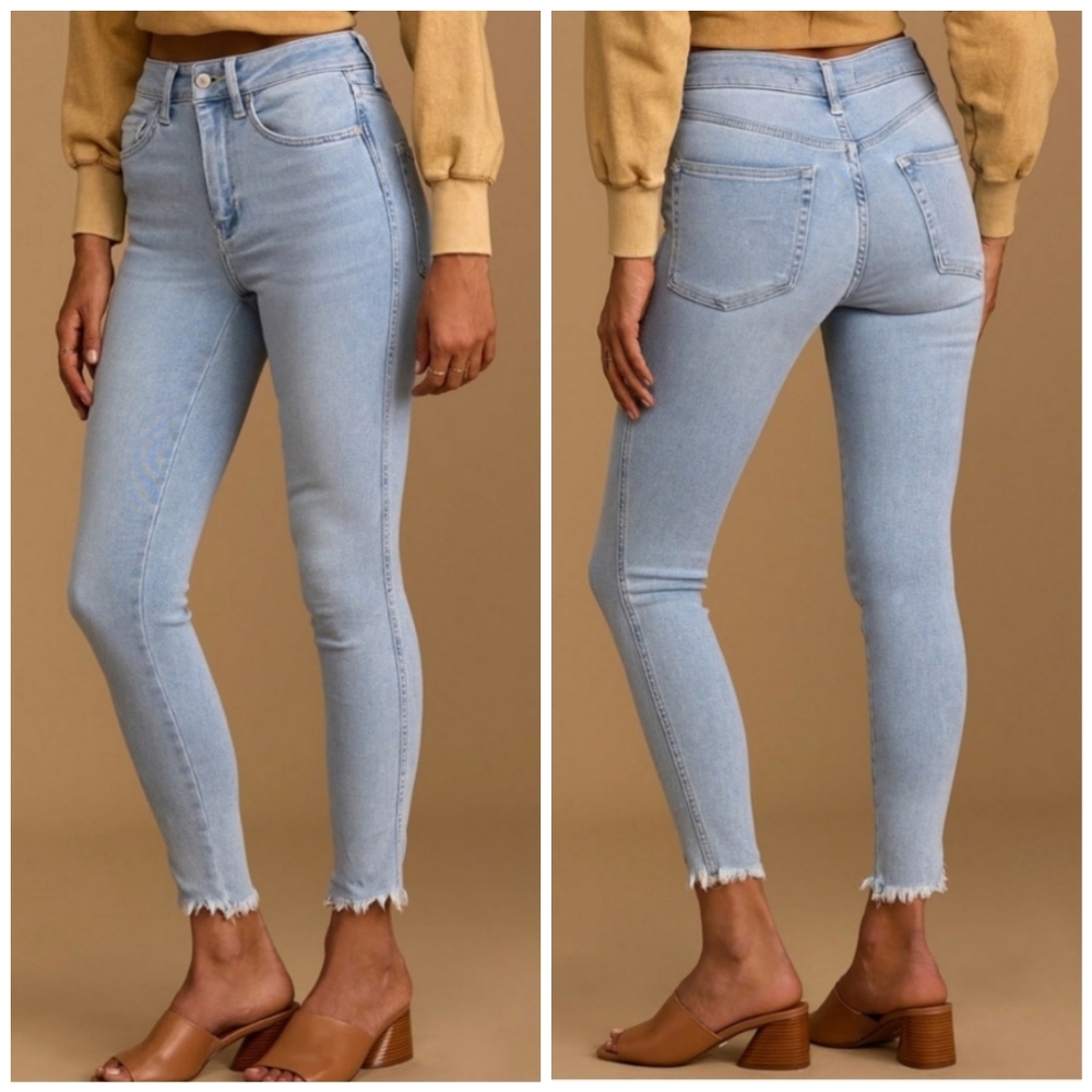 NWT Size 24 Free People Raw Hem High Rise Jegging Jeans